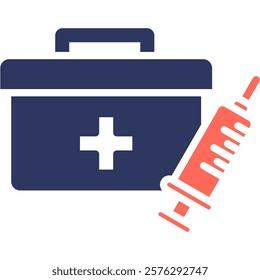 First Aid Bag Icon Mixed Vector Illustration