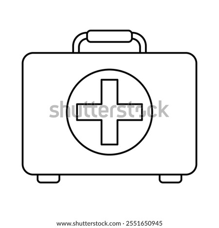 First aid bag kit line art vector illustration, emergency medical bag outline line icon, compact medical kit box clip art in linear drawing style
