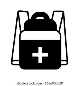 mochila de primeros auxilios sobre el diseño de la ilustración del vector de fondo blanco
