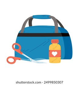 first aid bag with scissors isolated