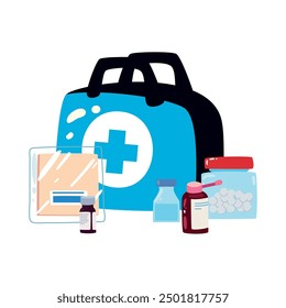 first aid bag with scissors isolated