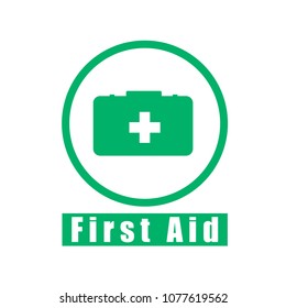 first aid bag vector icon green