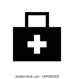 Icono del vector de la bolsa de primeros auxilios, aislado en fondo blanco