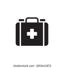 Icono del vector de la bolsa de primeros auxilios, aislado en fondo blanco