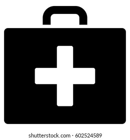 First Aid Bag vector icon. Flat black symbol. Pictogram is isolated on a white background. Designed for web and software interfaces.