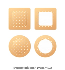 First Aid Band Plaster Strip Medical Patch Icon Set. Adhesive Bandage