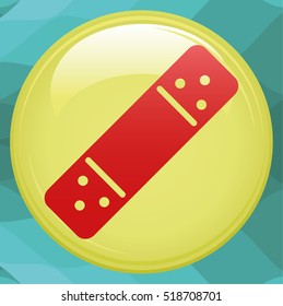 First Aid Band Plaster Strip Medical Patch Icon Set. Different Types. Vector illustration of four plasters - box, heart, cross and round