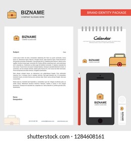 First aid box Business Letterhead, Calendar 2019 and Mobile app design vector template