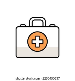 Icono de línea de color de la caja de primeros auxilios. Primeros auxilios. Ayuda médica.