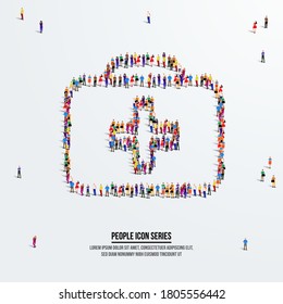 First aid box concept. A large group of people form to create a shape first aid box. People icon series. Vector illustration.