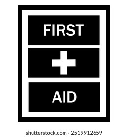 Caixa de primeiros socorros, Kit de emergência, preto e branco símbolo de vetor logotipo fundo transparente