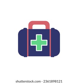 First Aid Box or emergency medical bag in colored flat icon style. Vector illustration from World First Aid Day design element collection. Editable graphic resources for many purposes.