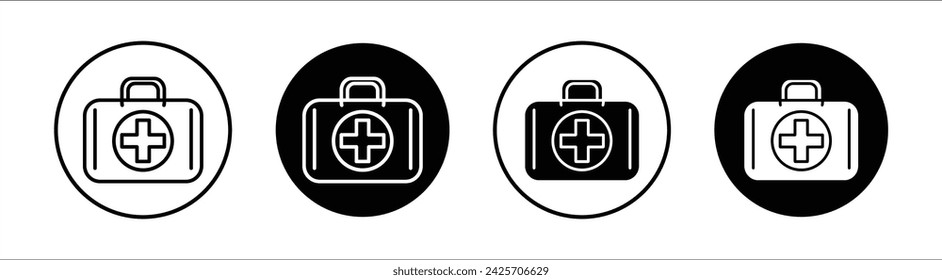 First aid box flat line icon set. First aid box Thin line illustration vector