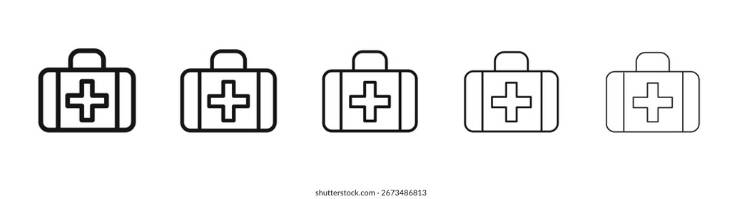 First aid box icon black and white vector sign