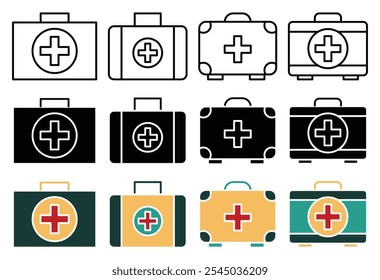 First aid box icon collection on white background