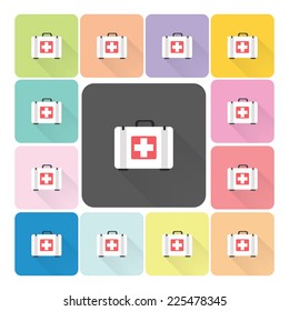 First aid box Icon color set vector illustration.
