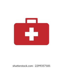 First aid box icon in flat style. Health, help and medical diagnostics. vector eps.10