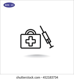  first aid box icon flat .