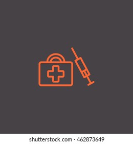  first aid box icon flat .