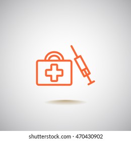  first aid box icon flat .