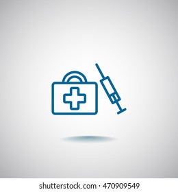  first aid box icon flat .