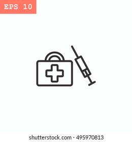  first aid box icon flat .