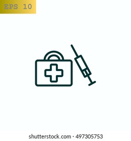  first aid box icon flat .