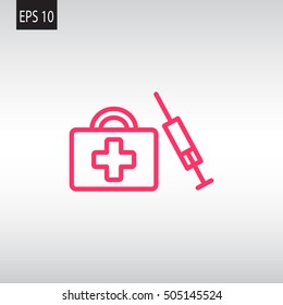  first aid box icon flat .