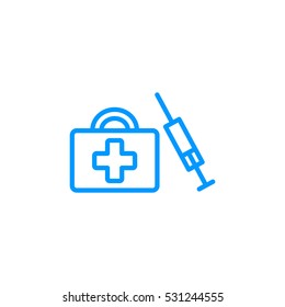  first aid box icon flat .