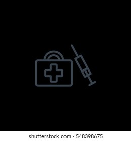 first aid box icon flat .