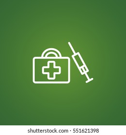  first aid box icon flat .