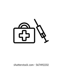  first aid box icon flat .