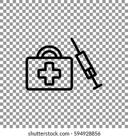 first aid box icon flat .