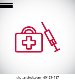  first aid box icon flat .