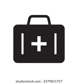 First aid box icon. First aid kit, Medical care bag icon symbol. Vector illustration.