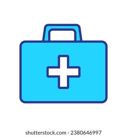 Icono del cuadro de primeros auxilios. Kit de primeros auxilios, símbolo del icono de la bolsa de atención médica. Ilustración vectorial.