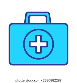 First aid box icon. First aid kit, Medical care bag icon symbol. Vector illustration.