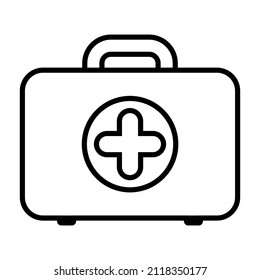 First aid box icon. Line art style. Vector sign