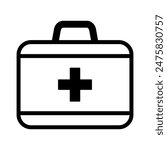 First aid box icon, medical briefcase line icon.