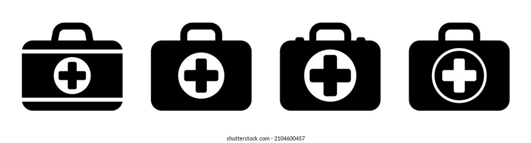 First aid box icon, medical briefcase icon vector isolated
