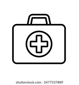 First aid box icon, medical briefcase line icon.