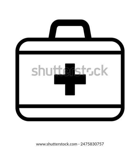 First aid box icon, medical briefcase line icon.