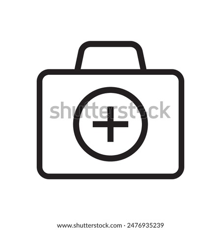 First aid box icon, medical briefcase line icon.