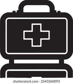 "First Aid Box Icon - Minimalist Medical Emergency Symbol in Vector"