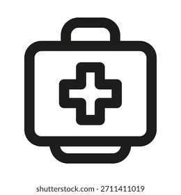 First aid box icon. Modern professional minimal line vector icon showing emergency care medicine clarity protection and clean essential visual design
