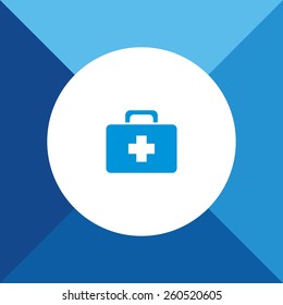 First Aid Box Icon on Blue Background. Eps-10.