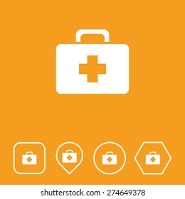 First Aid Box Icon on Flat UI Colors with Different Shapes. Eps-10.