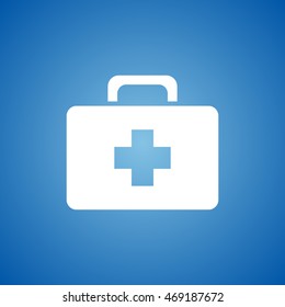 First Aid Box Icon on blue color.
