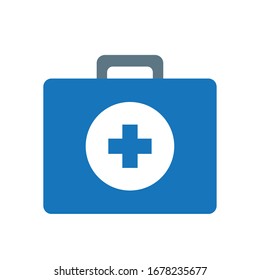 first aid box icon over white background, flat style, vector illustration