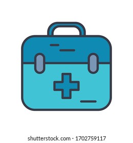 first aid box icon over white background, flat style, vector illustration